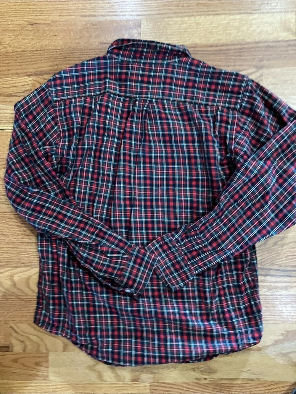Ralph Lauren Boys Red & Black Plaid Button-Down Shirt with Red Pony Sz 16/18 GUC